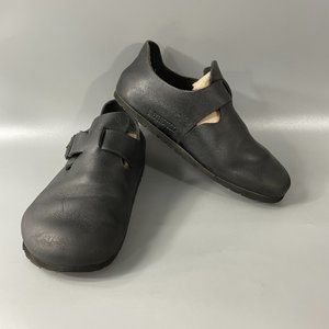 Birkenstock London Oiled Leather Black Clogs, Size Regular 37